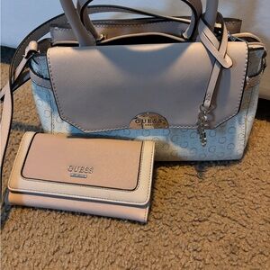 Guess Beige and Cream Satchel and Wallet Set